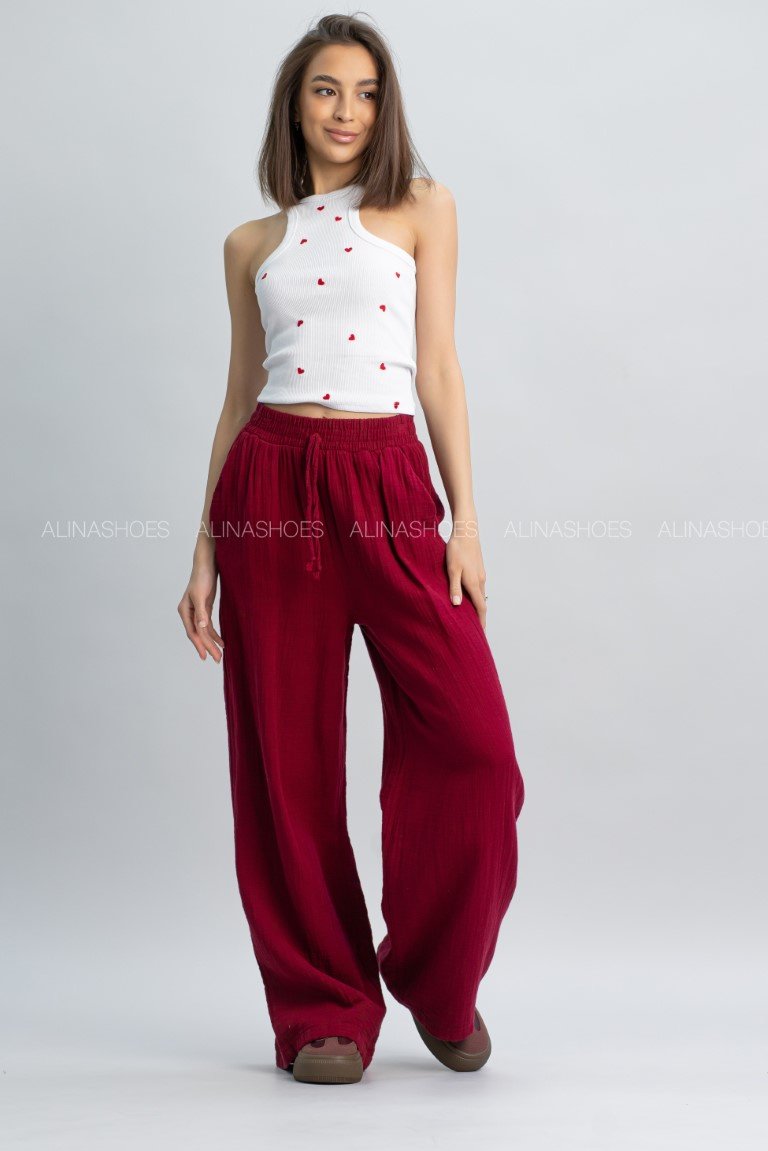 Повседневные брюки alinashoes бордовый купить,NaN