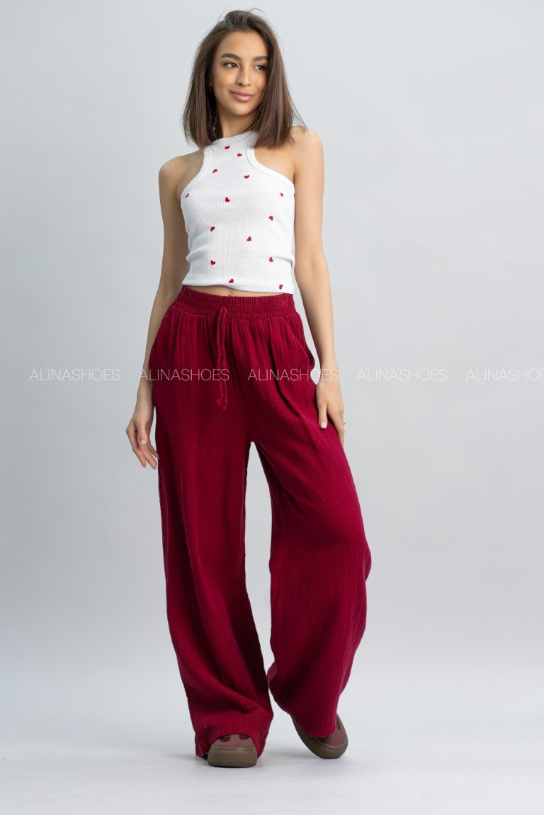Повседневные брюки alinashoes бордовый купить,NaN