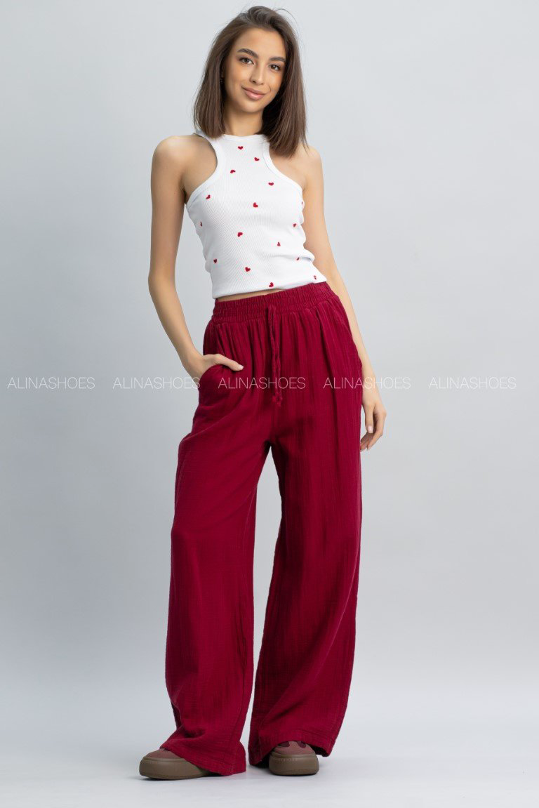 Повседневные брюки alinashoes бордовый купить,NaN