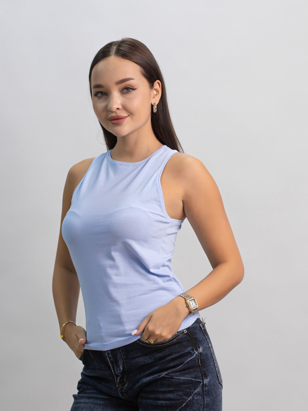 Майка alinashoes голубая L купить,NaN