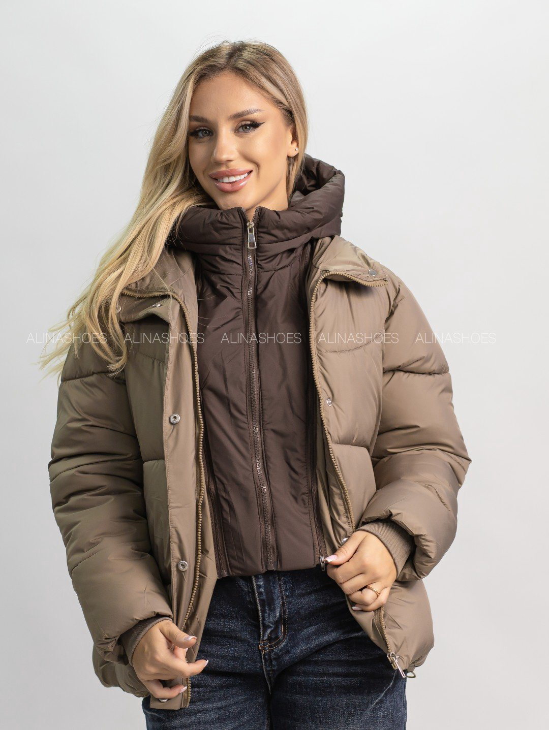 Зимняя куртка alinashoes темно-бежевый купить,NaN
