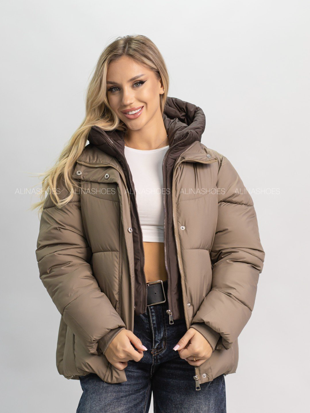Зимняя куртка alinashoes темно-бежевый купить,NaN