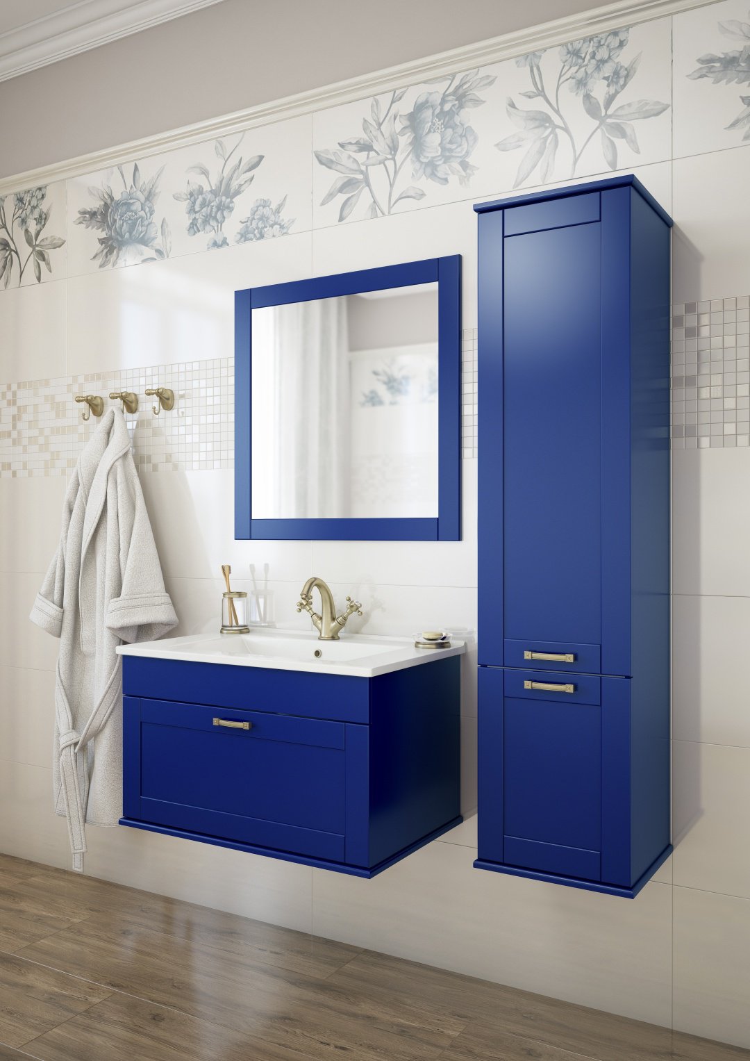 Тумба с раковиной подвесная Ванесса 75 Sanflor Индиго