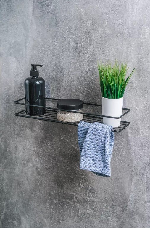 ProfFero полка для ванной П0002023 черный муар, прямая, одноярусная, 1 шт, нержавеющая сталь