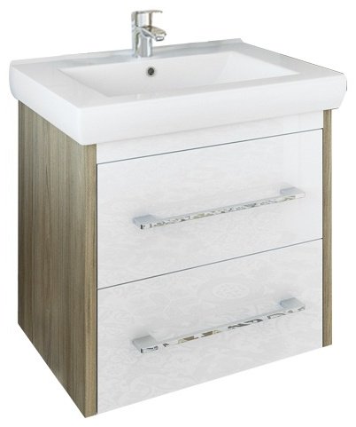 Тумба с раковиной Ларго 2 70 Sanflor подвесная. Швейцарский вяз/белый