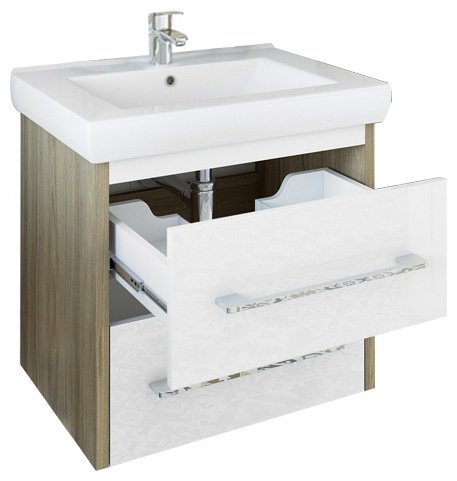 Тумба с раковиной Ларго 2 70 Sanflor подвесная. Швейцарский вяз/белый