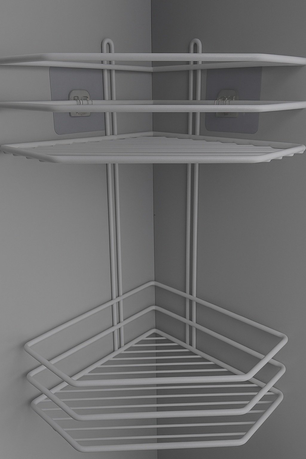 Полка для ванной П0002014 угловая трапеция 2 яруса ProfFero, белый муар