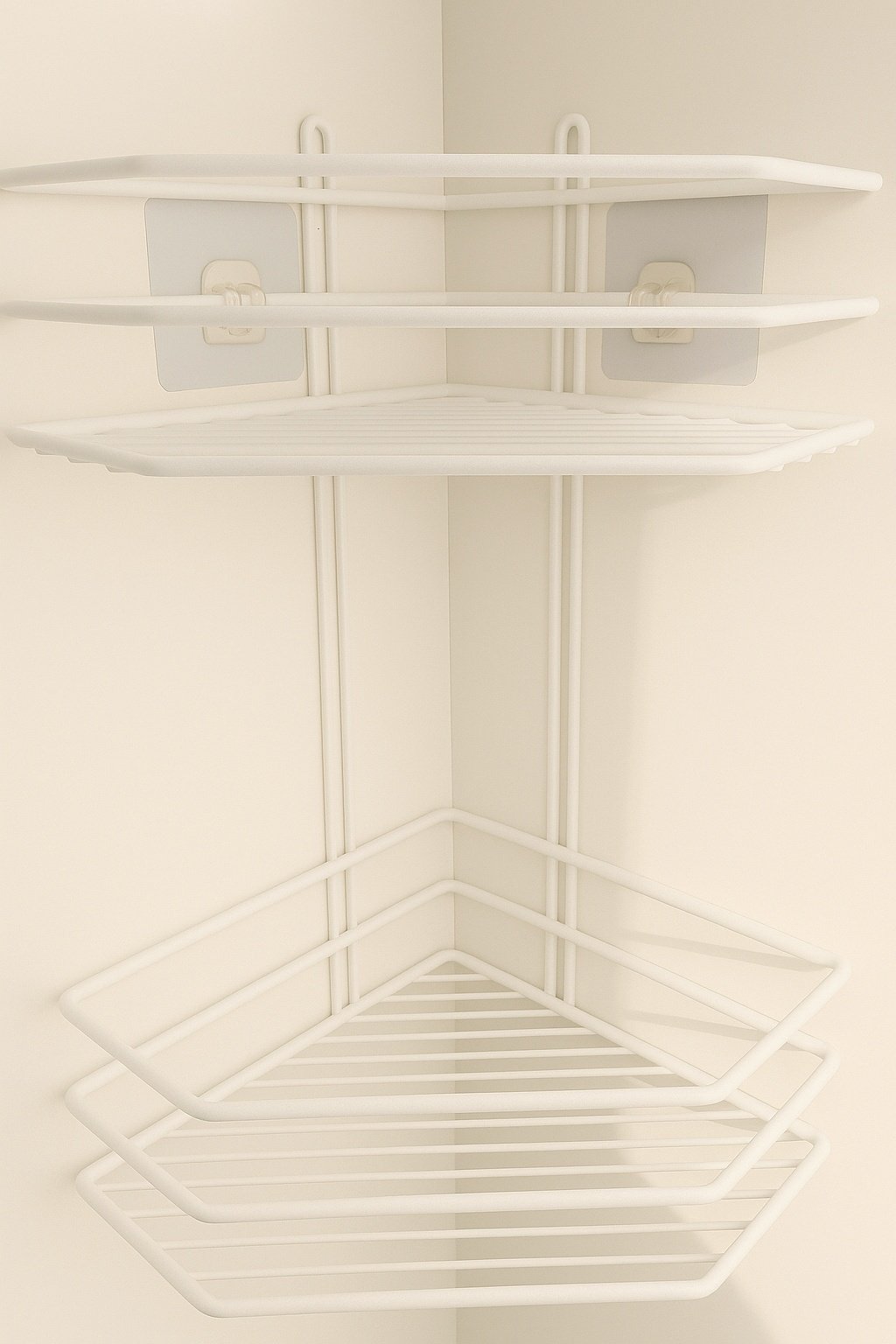 Полка для ванной П0002014 угловая трапеция 2 яруса ProfFero, белый муар