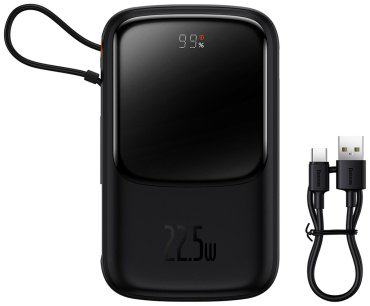 Внешний аккумулятор Baseus Qpow Pro 2C+U 22.5W PPQD020101 10000 мАч черный купить,NaN