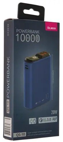Внешний аккумулятор OLMIO QS-10 10000 мАч синий купить,NaN