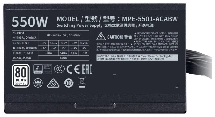 Блок питания CoolerMaster MWE 550 White V2 MPE-5501-ACABW 550W