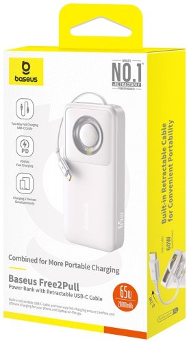 Внешний аккумулятор Baseus Free2Pull 2C 65W P10073700843-00 20000 мАч серебристый купить,NaN