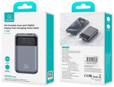 Внешний аккумулятор Usams US-CD221 10000 мАч серый
