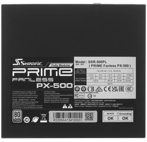 Блок питания Seasonic Prime Fanless PX-500 SSR-500PL 500 Вт