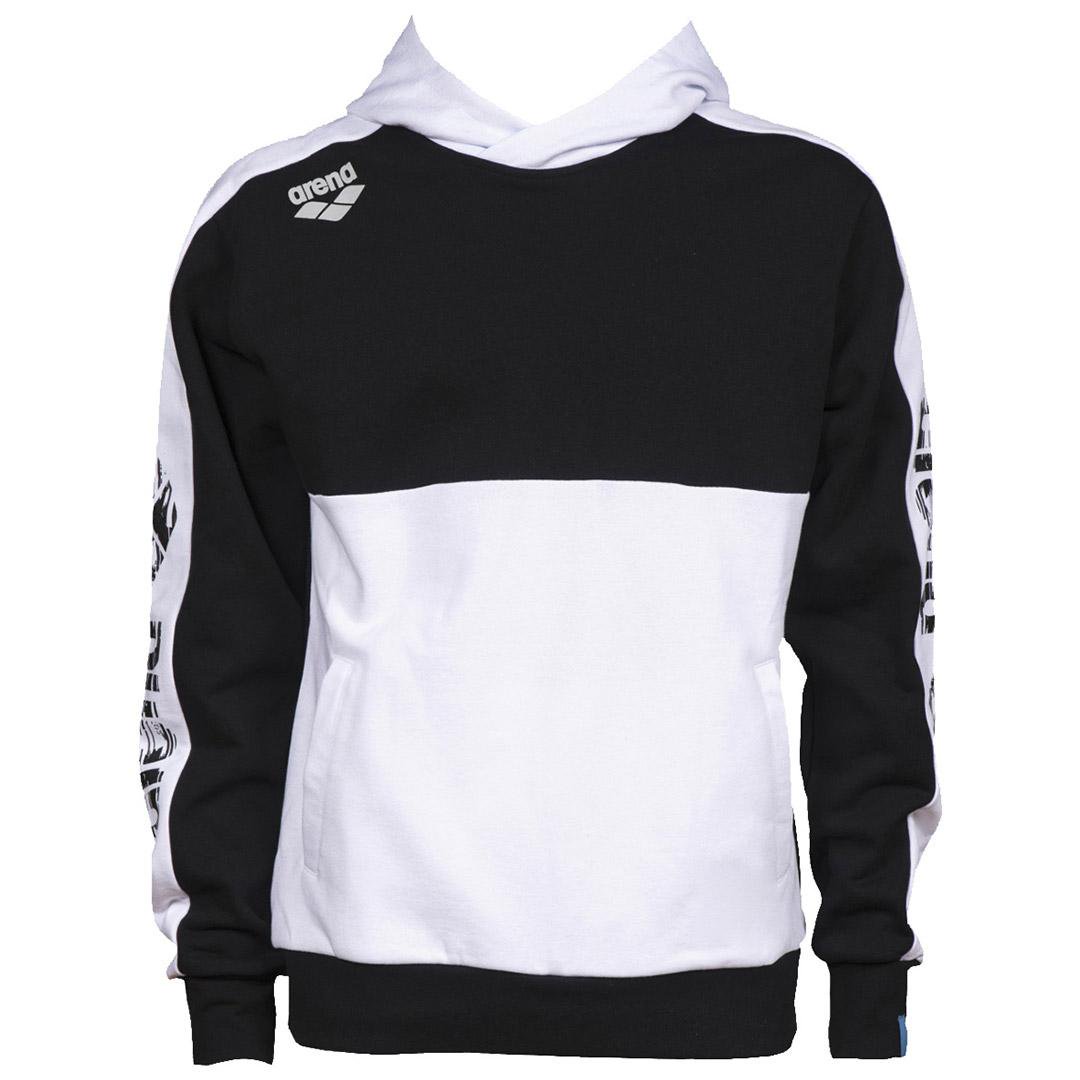 Толстовка мужская Arena Hooded 003767 черно-белая S купить,NaN