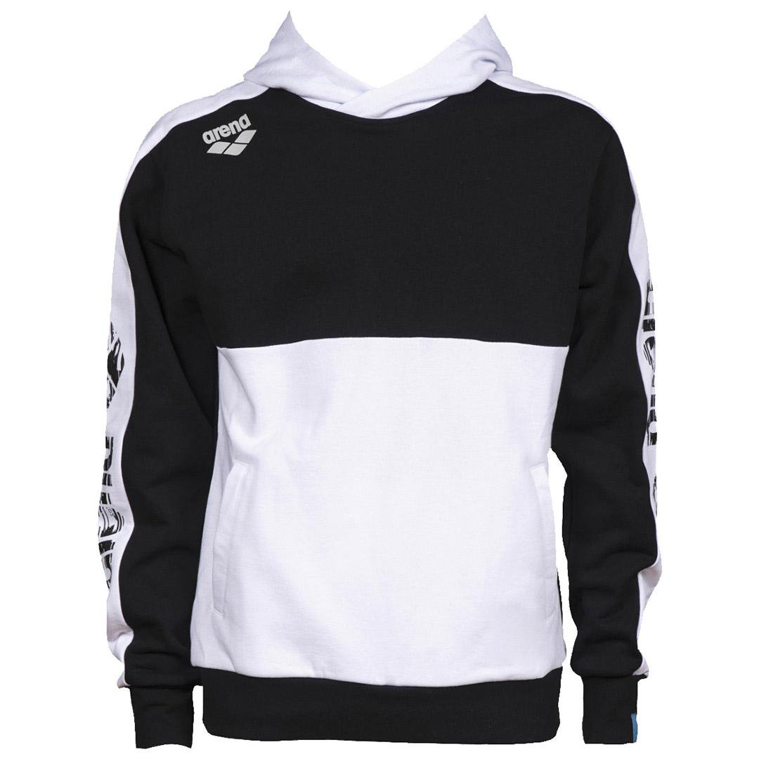 Толстовка мужская Arena Hooded 003767 черно-белая S купить,NaN
