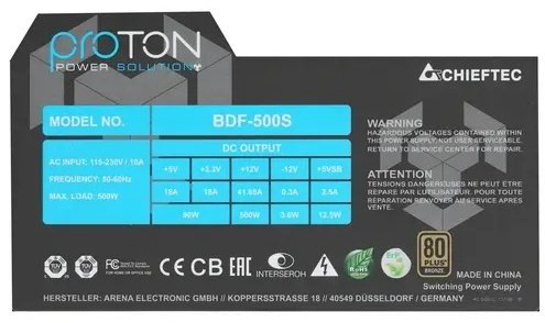 Блок питания Chieftec Proton BDF-500S 500 Вт купить,NaN