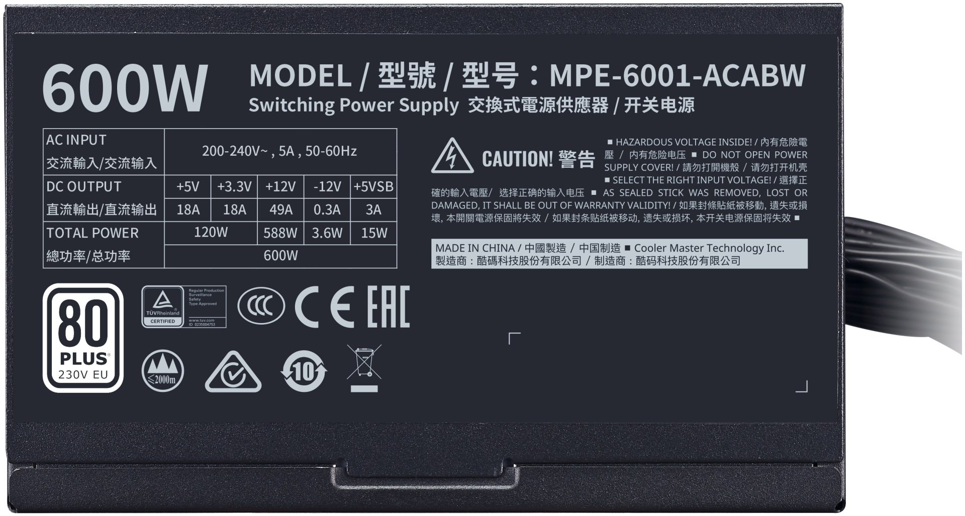 Блок питания Cooler Master MWE White 600 V2 MPE-6001-ACABW-EU 600 Вт
