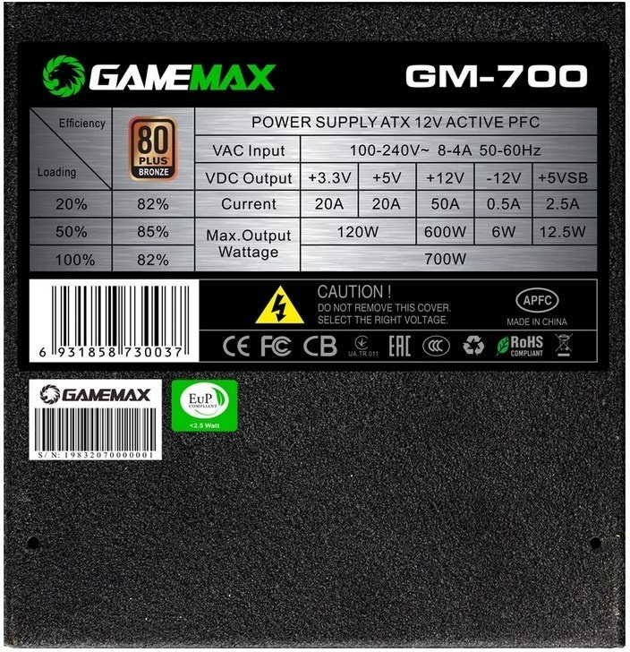 Блок питания Game Max GM-700 700 Вт