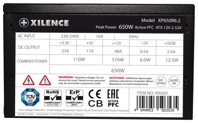 Блок питания Xilence XP650R6.2 650 Вт