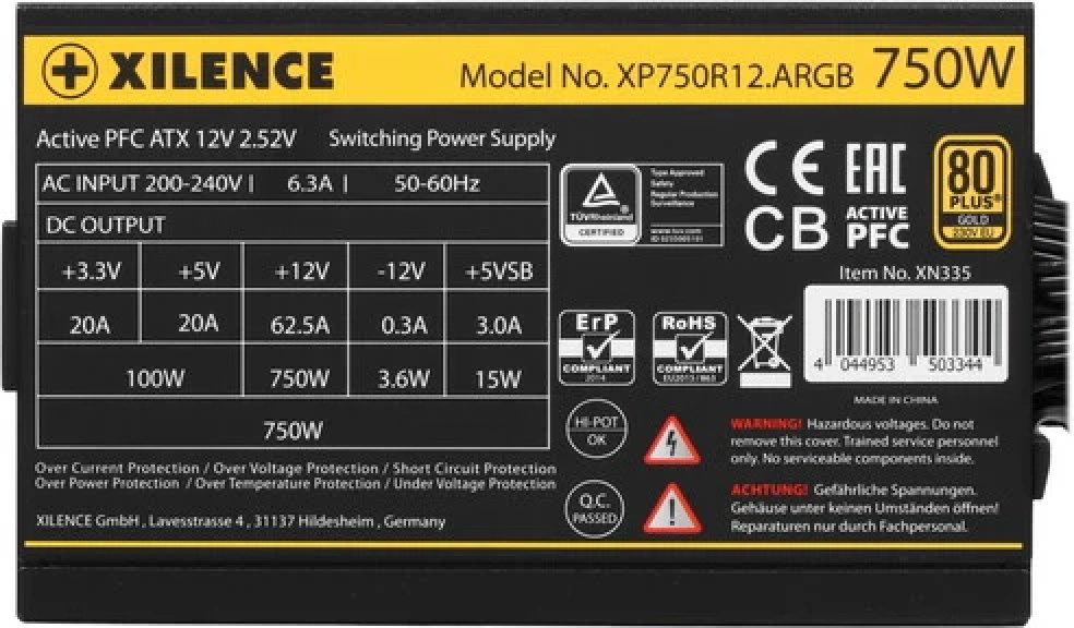 Блок питания Xilence Gaming Gold Series XN335 750 Вт