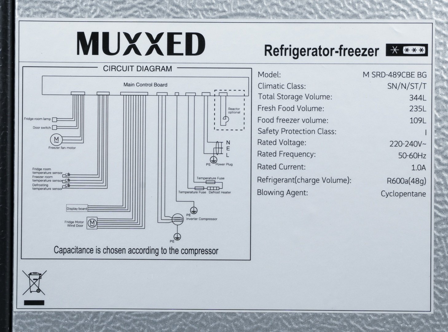 Холодильник Muxxed M SRD-489CBE BG черный - ForteMarket Холодильник Muxxed M SRD-489CBE BG черный купить,206154