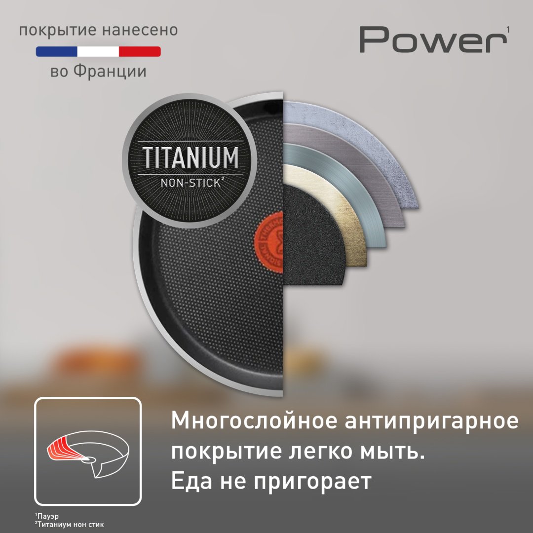 Блинная сковорода Tefal Power 22 см с антипригарным покрытием, алюминий купить,NaN