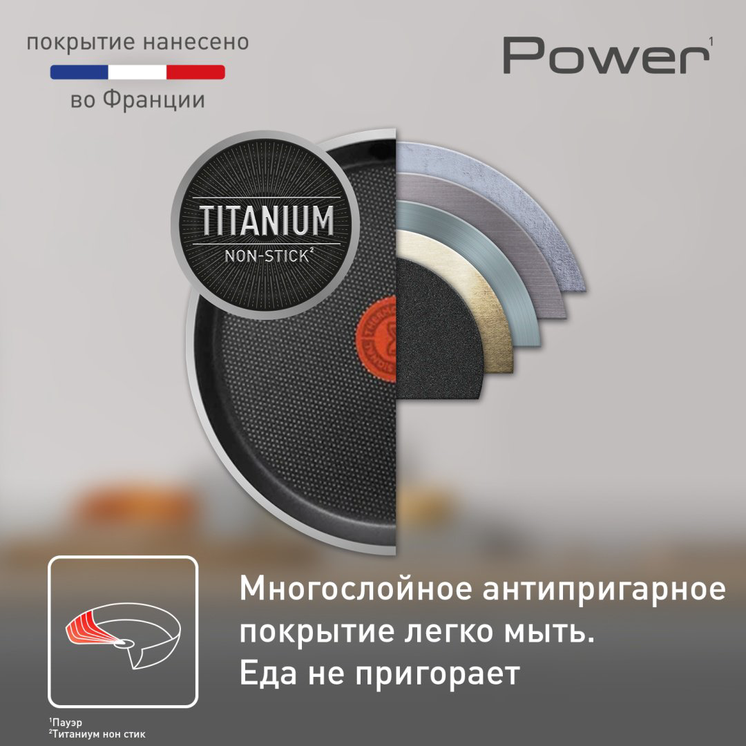 Блинная сковорода Tefal Power 22 см с антипригарным покрытием, алюминий купить,NaN
