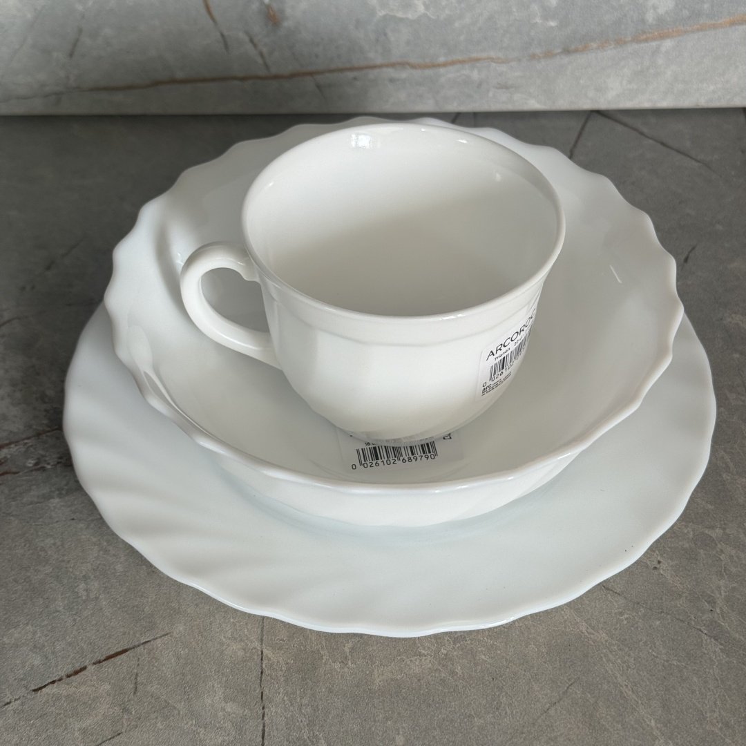 Сервиз на 1 персону ARCOROC Trianon D6887/D6921/50065, предметов: 3, чайно-столовый, стеклокерамика