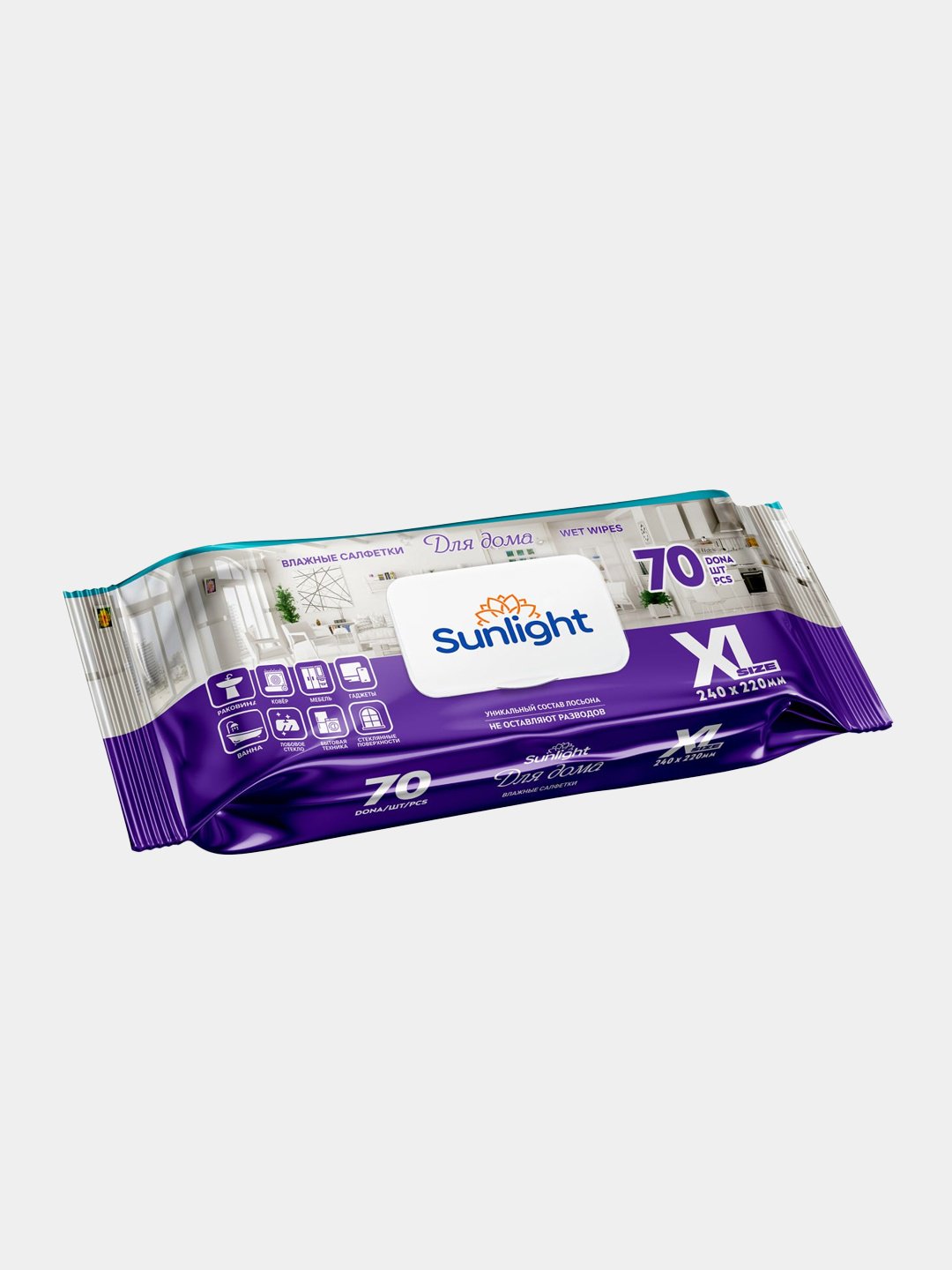 Влажные салфетки Sunlight XL 70 шт для дома 70 шт