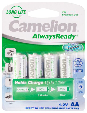 Аккумулятор AA Camelion AlwaysReady Rechargeable Ni-MH NH-AA1000ARBP4 4 шт купить,NaN