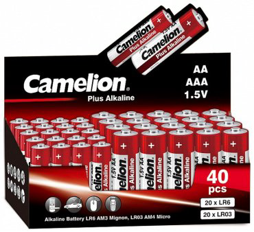 Батарейка AAA, AA Camelion Plus Alkaline 20LR6+20LR03-SP4-CB 40 шт