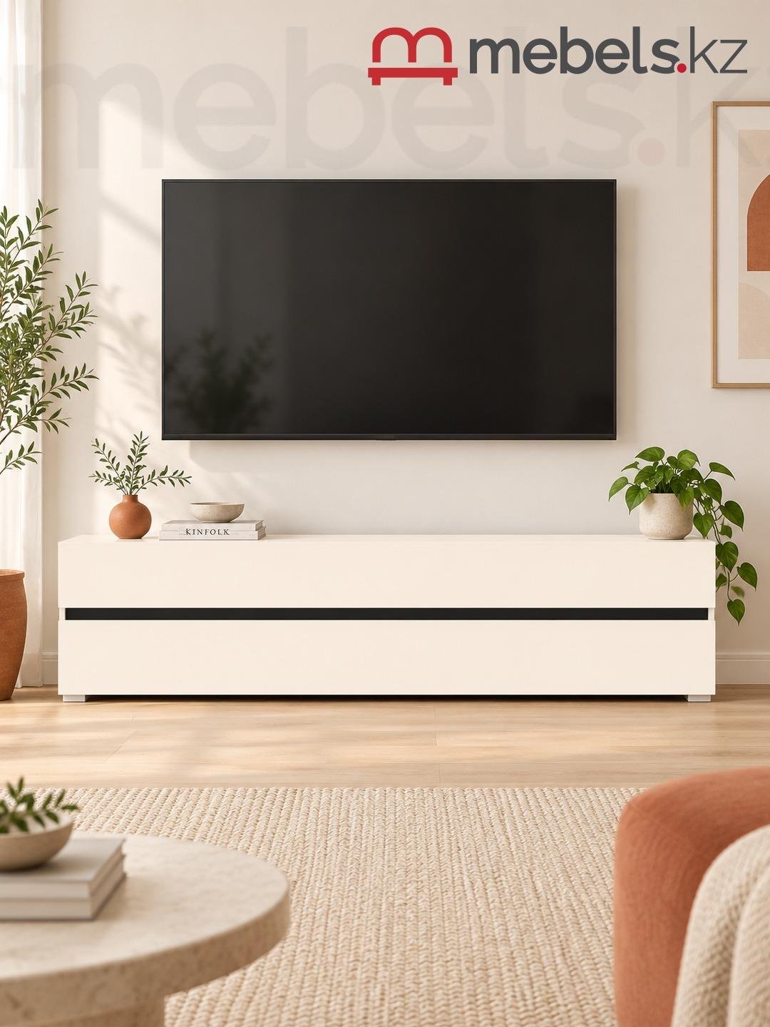 ТВ-тумба напольная Mebels.kz Лондон, 150x50x42.5 см, бежевый купить,NaN