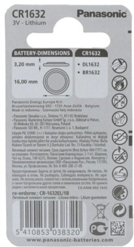Батарейка CR1632 Panasonic 1 шт купить,0