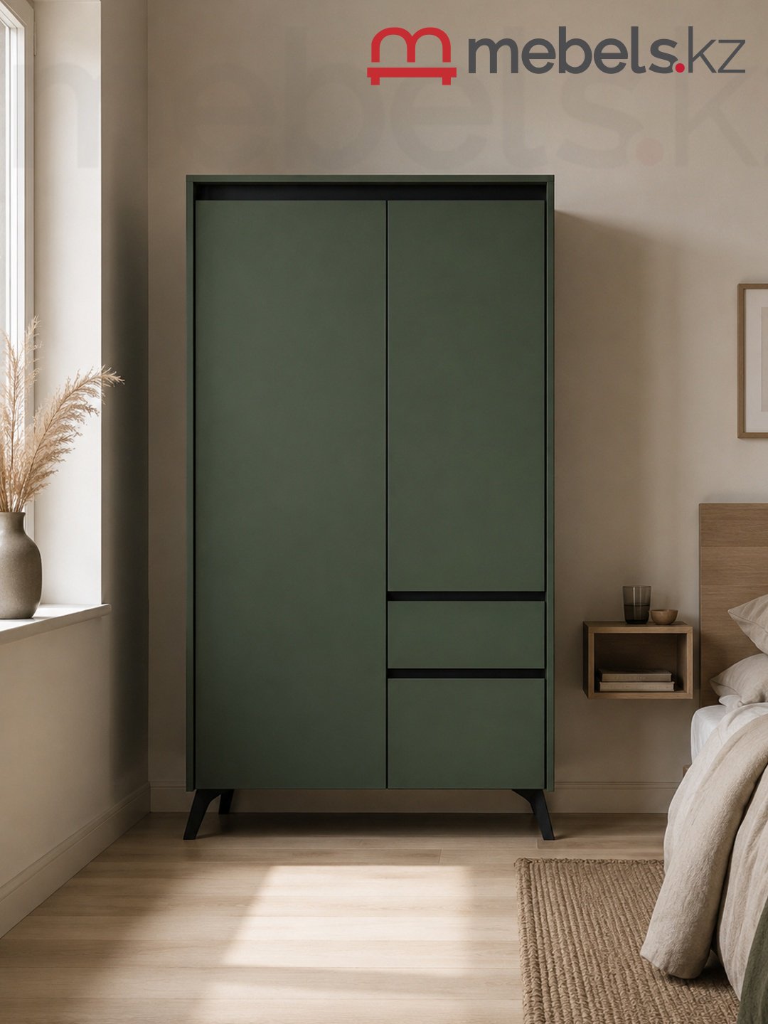 Комод Mebels.kz Лаундж, 95x45x152.5 см, черный, зеленый купить,NaN