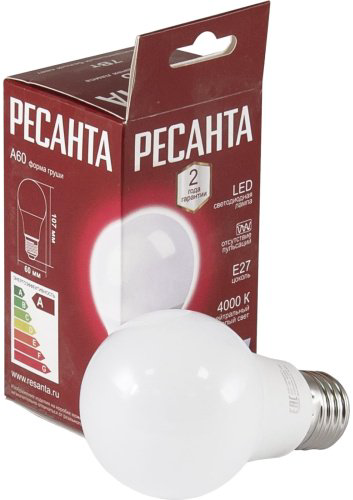 Лампочка Ресанта LL-R A60 7W 230 4K E27 7W E27 1 шт купить,NaN