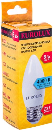 Лампочка Eurolux LL-E C37 6W 230 4K E27 купить,0