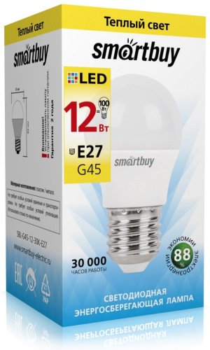 Лампочка Smartbuy SBL-G45-12-30K-E27 12W E27 1 шт купить,NaN