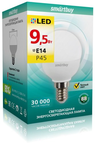 Лампочка Smartbuy SBL-P45-9_5-30K-E14 9.5W 1 шт купить,NaN