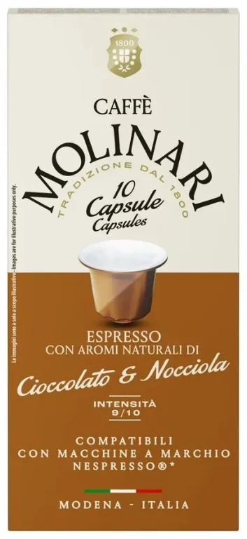 Кофе Caffe Molinari Cioccolato & Nocciola лесной орех/шоколад 10шт