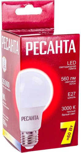 Лампочка Ресанта LL-R A60 7W E27 1 шт купить,NaN