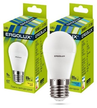 Лампочка Ergolux LED-G45-9W-E27-4K
