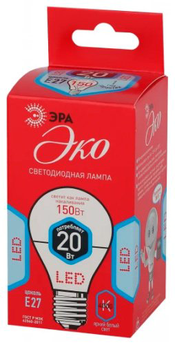 Лампочка ЭРА ECO LED A65-20W-840-E27 20W E27 1 шт купить,NaN