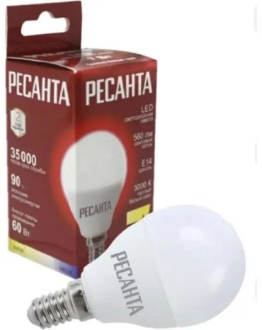 Лампочка Ресанта LL-R-G45-7W-230-3K-E14 7W E14 1 шт купить,0