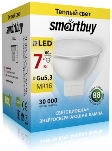Лампочка Smartbuy SBL-GU5_3-07-30K-N 7W GU5.3 1 шт купить,NaN