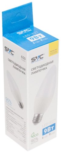 Лампочка SVC C35-9W-E27-3000K 9W E27 1 шт