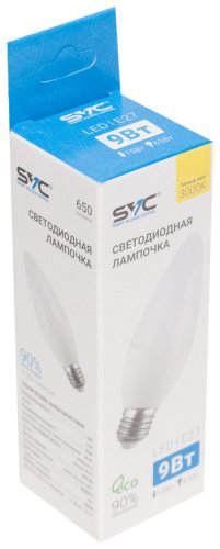 Лампочка SVC C35-9W-E27-3000K 9W E27 1 шт