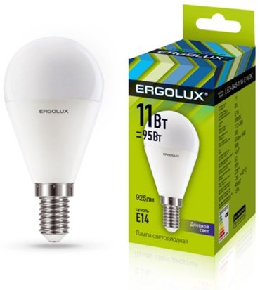 Лампочка Ergolux G45-11W-E14-6K