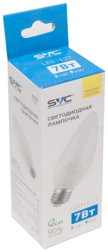 Лампочка SVC C35-7W-E27-3000K 7W E27 1 шт