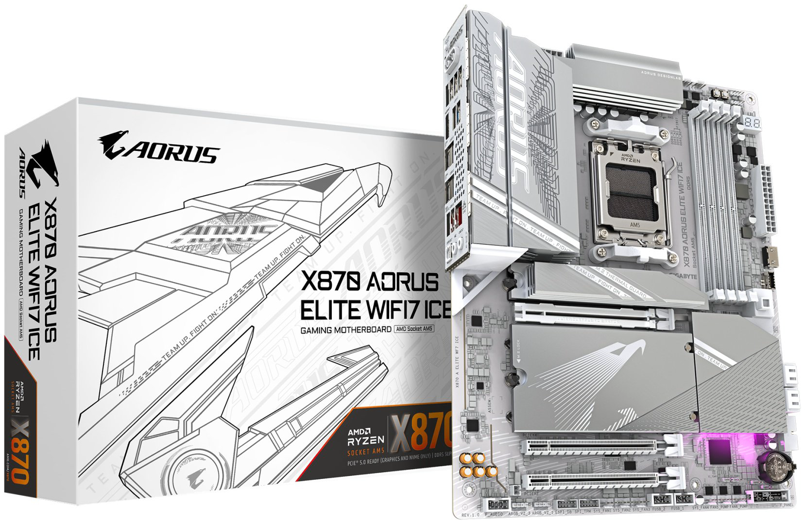 Материнская плата GIGABYTE X870 AORUS ELITE WIFI7 ICE - ForteMarket Материнская плата GIGABYTE X870 AORUS ELITE WIFI7 ICE купить,199690